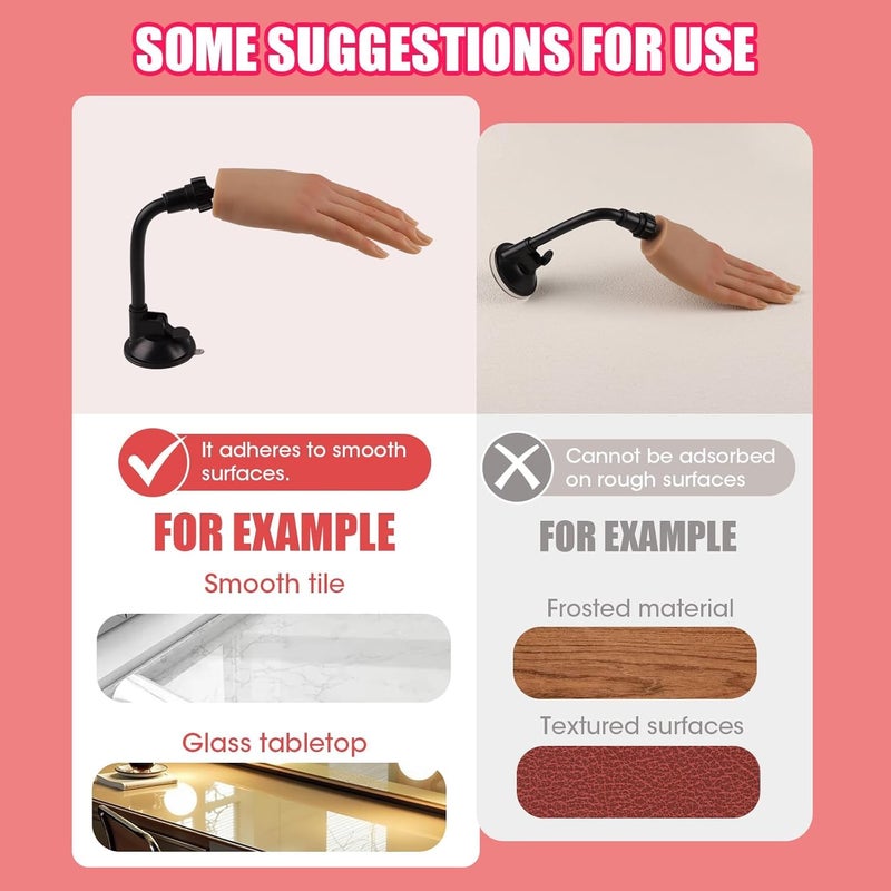KnowU Practice Hand for Acrylic Nails with Stand Bracket, Silicone Fake Hands to Practice Fake Nails Mannequin Hand for Nails Practice and Nail Art Single Right Hand Color 4# - Image 4